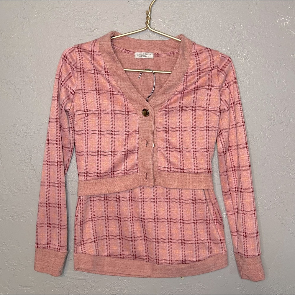 Haley & June Plaid Cardigan and Skirt Set